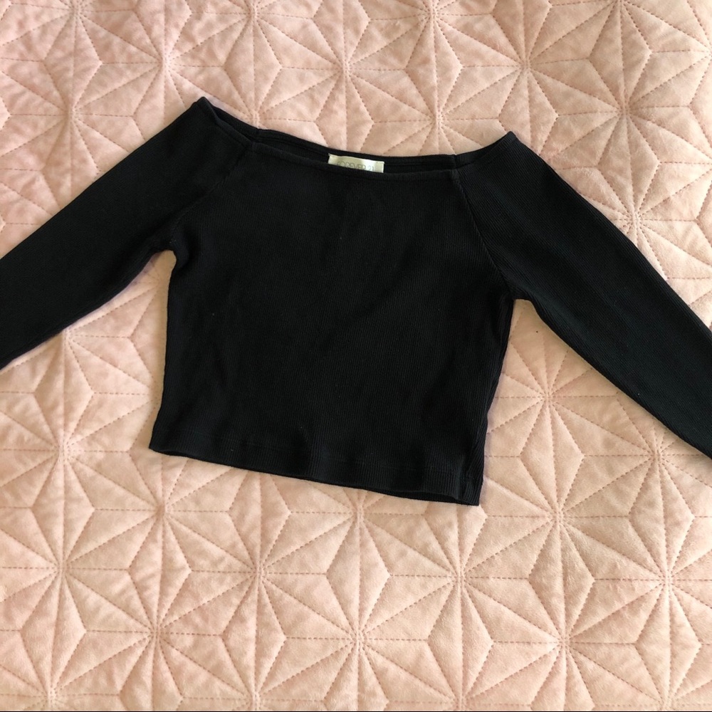 Forever 21 Black Off the Shoulder Crop Top